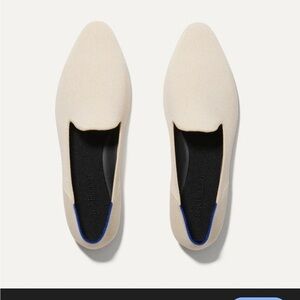 Rothy's Cream Pointed Slip-On Flats with Blue Trim Size 6.5